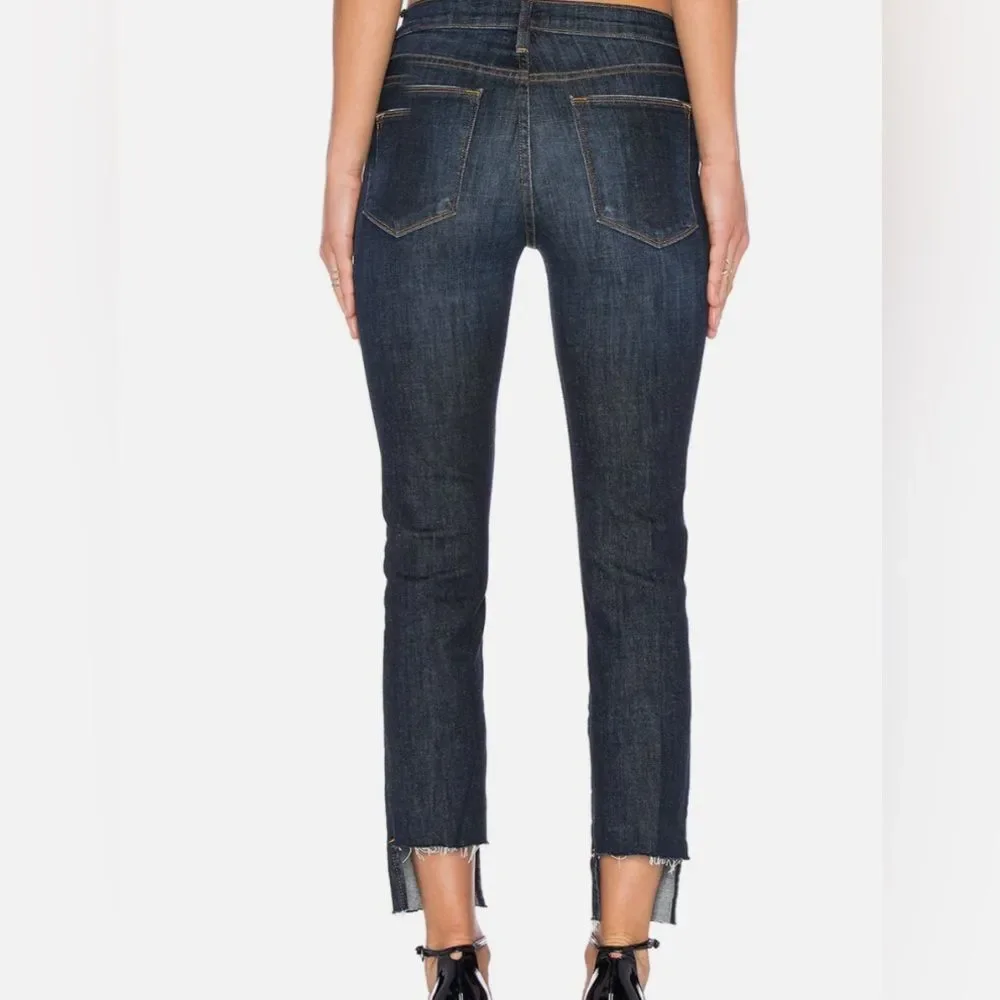 FRAME Denim 9 Le High Straight Reverse Step Hem Jeans 26 Raw Edge Ankle Crop - Picture 3 of 14